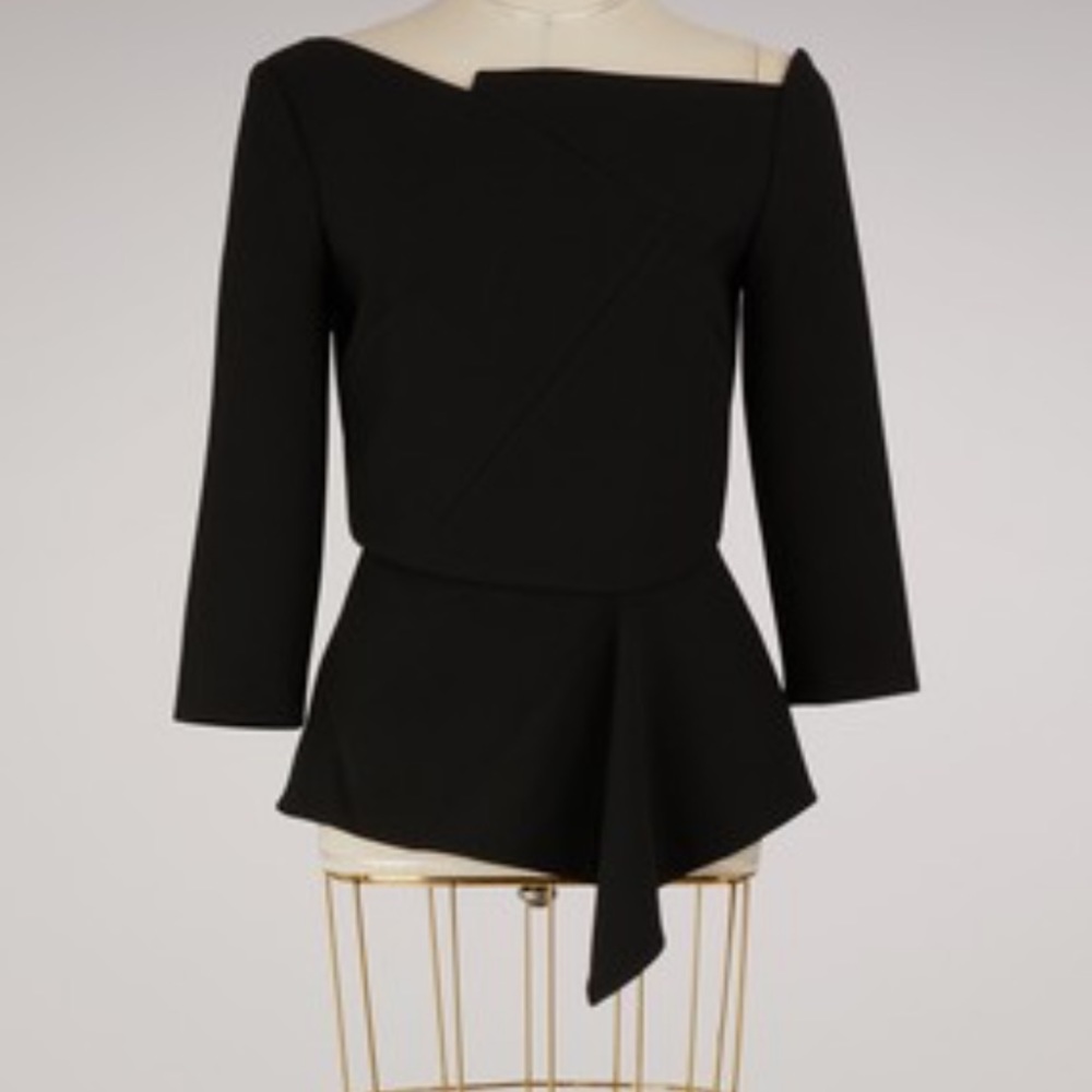 Roland Mouret Almeley long sleeve black asymmetrical top